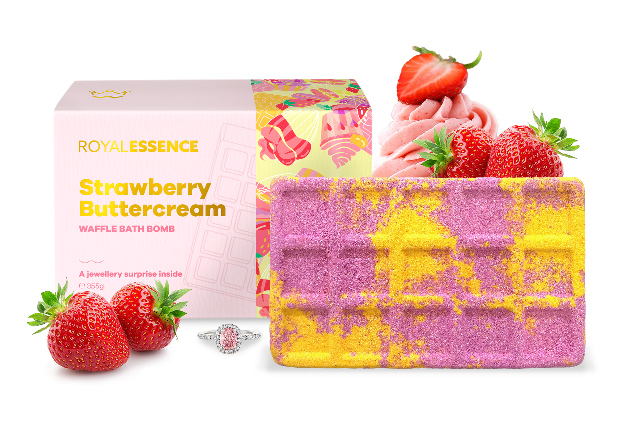 Strawberry Buttercream - Waffle (Bath Bomb)